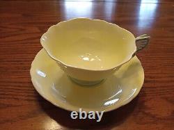 PARAGON China (England) BUTTERFLY Handle Cup & Saucer Yellow & Green NICE