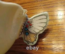 PARAGON China (England) BUTTERFLY Handle Cup & Saucer Yellow & Green NICE