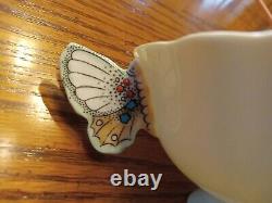 PARAGON China (England) BUTTERFLY Handle Cup & Saucer Yellow & Green NICE