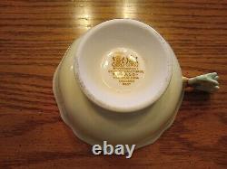 PARAGON China (England) BUTTERFLY Handle Cup & Saucer Yellow & Green NICE