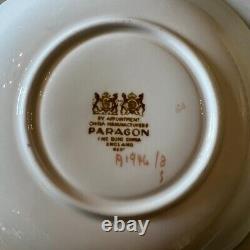 PARAGON Rose Handle Cup & Saucer Mint Green & Yellow Fine Bone China England