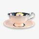 PARAGON Tea Cup Saucer Set, Double Warrant, Hibiscus, Beige & Black, Bone China