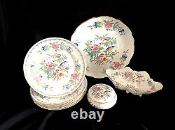 PEMBROKE by AYNSLEY BONE CHINA ENGLAND SET OF 9ITEMS, 6 SALAT PLATES, 3 SERVINGS