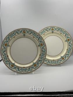 Paragon Adam Aqua Scrolls Set of 6 Vintage Dinner Plates England Bone China
