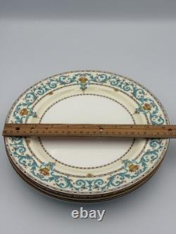 Paragon Adam Aqua Scrolls Set of 6 Vintage Dinner Plates England Bone China