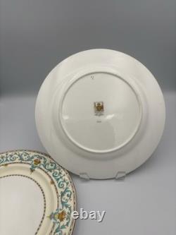 Paragon Adam Aqua Scrolls Set of 6 Vintage Dinner Plates England Bone China