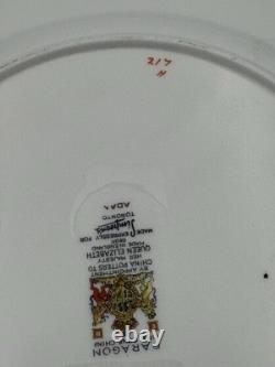 Paragon Adam Aqua Scrolls Set of 6 Vintage Dinner Plates England Bone China