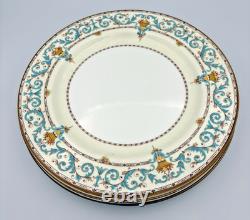 Paragon Adam Aqua Scrolls Set of 6 Vintage Dinner Plates England Bone China
