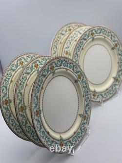 Paragon Adam Aqua Scrolls Set of 6 Vintage Dinner Plates England Bone China