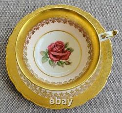 Paragon Antique Teacup & Saucer Set Pink Heavy Gold Huge Floating Cabbage Rose
