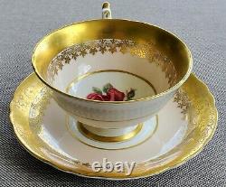 Paragon Antique Teacup & Saucer Set Pink Heavy Gold Huge Floating Cabbage Rose