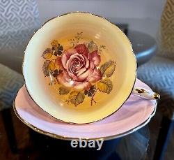 Paragon By Appointment Pink & Gold Floating Cabbage Rose Teacup and Saucer