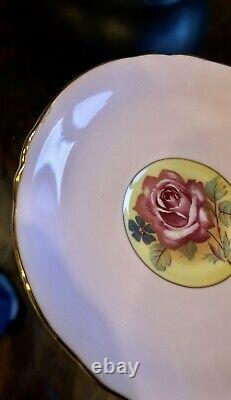 Paragon By Appointment Pink & Gold Floating Cabbage Rose Teacup and Saucer