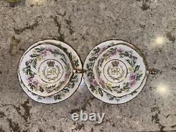 Paragon China England 1953 Queen Elizabeth II Coronation Tea Cup Saucer Set Of 2