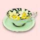 Paragon England Cup & Saucer Set 1940s Bone China Pastel Green with Daffodils