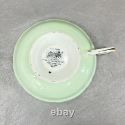 Paragon England Cup & Saucer Set 1940s Bone China Pastel Green with Daffodils