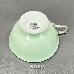 Paragon England Cup & Saucer Set 1940s Bone China Pastel Green with Daffodils