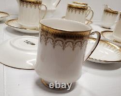 Paragon Fine Bone China Athena Tea Set Gold/White Majesty Queen England 20 Piece