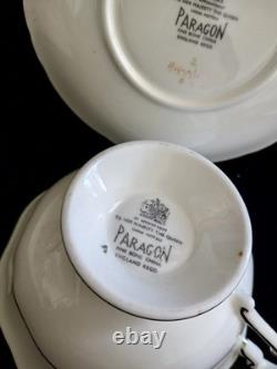 Paragon Fine Bone China England Cabbage Roses Baby Blue Teacup Saucer Set