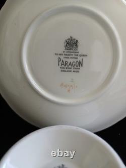 Paragon Fine Bone China England Cabbage Roses Baby Blue Teacup Saucer Set