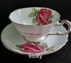 Paragon Fine Bone China England Cabbage Roses Baby Blue Teacup Saucer Set