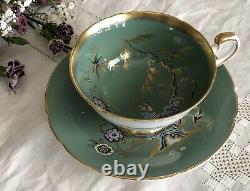 Paragon Fine Bone China England Celadon Green Chinoiserie teacup and Saucer Set