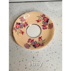 Paragon Fine Bone China England Teacup & Saucer Set Sweet Pea Floral Peach