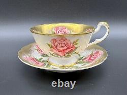 Paragon Pink Cabbage Rose Tea Cup Saucer Set Bone China England
