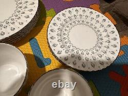 Paragon Regency Print Pattern Rimmed Set of 27 Items Bone China England