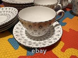 Paragon Regency Print Pattern Rimmed Set of 27 Items Bone China England