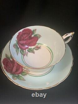 Paragon vintage floating rose cup & saucer double warrant signed R Johnson