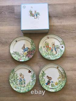 Pottery Barn Peter Rabbit Set 4 Garden Salad Plates Easter Spring New In Box