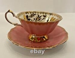 Queen Anne Bone China Pink Lusterware Gold Floral Tea Cup Saucer Set England #62