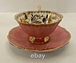 Queen Anne Bone China Pink Lusterware Gold Floral Tea Cup Saucer Set England #62