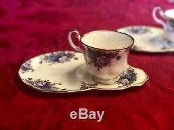 RARE! 3 Royal Albert Moonlight Rose Tea Cups and Saucer Set England Bone China