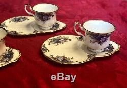 RARE! 3 Royal Albert Moonlight Rose Tea Cups and Saucer Set England Bone China