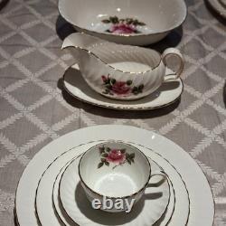 RARE 54pc Vintage English Bone China Set of 10 Northumbria Carleton Rose Mint