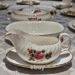 RARE 54pc Vintage English Bone China Set of 10 Northumbria Carleton Rose Mint