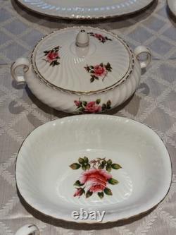 RARE 54pc Vintage English Bone China Set of 10 Northumbria Carleton Rose Mint