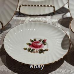 RARE 54pc Vintage English Bone China Set of 10 Northumbria Carleton Rose Mint