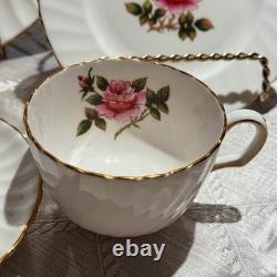 RARE 54pc Vintage English Bone China Set of 10 Northumbria Carleton Rose Mint