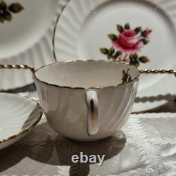 RARE 54pc Vintage English Bone China Set of 10 Northumbria Carleton Rose Mint