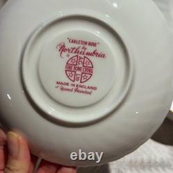 RARE 54pc Vintage English Bone China Set of 10 Northumbria Carleton Rose Mint