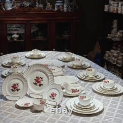 RARE 54pc Vintage English Bone China Set of 10 Northumbria Carleton Rose Mint