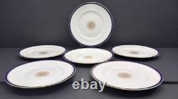 RARE Coalport England Versaille Cobalt Blue Gold Sunburst 6 Dinner Plates