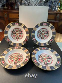 RARE Set of 4 Stunning Coalport JAVA Rim Soup Bowls Bone China England MINT