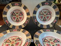 RARE Set of 4 Stunning Coalport JAVA Rim Soup Bowls Bone China England MINT