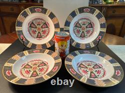 RARE Set of 4 Stunning Coalport JAVA Rim Soup Bowls Bone China England MINT