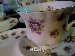 ROYAL ALBERT BONE CHINA ENGLAND SWEET VIOLETS TEA cup Snack/Tennis Plate Set