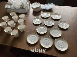 ROYAL WORCESTER VICEROY Gold Teacup & Saucer Plates SET of 10 Fine Bone China